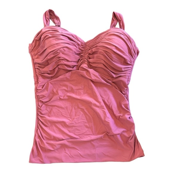 COCO REEF Charisma Tie-Back Ruched Bra-Sized Pleated Tankini Top NWT - Picture 2 of 6
